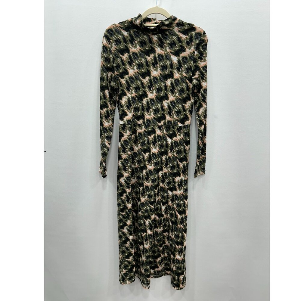 Rachel Comey Black and Beige Abstract-Print Long-Sleeve Midi Dress - Picture 2 of 12